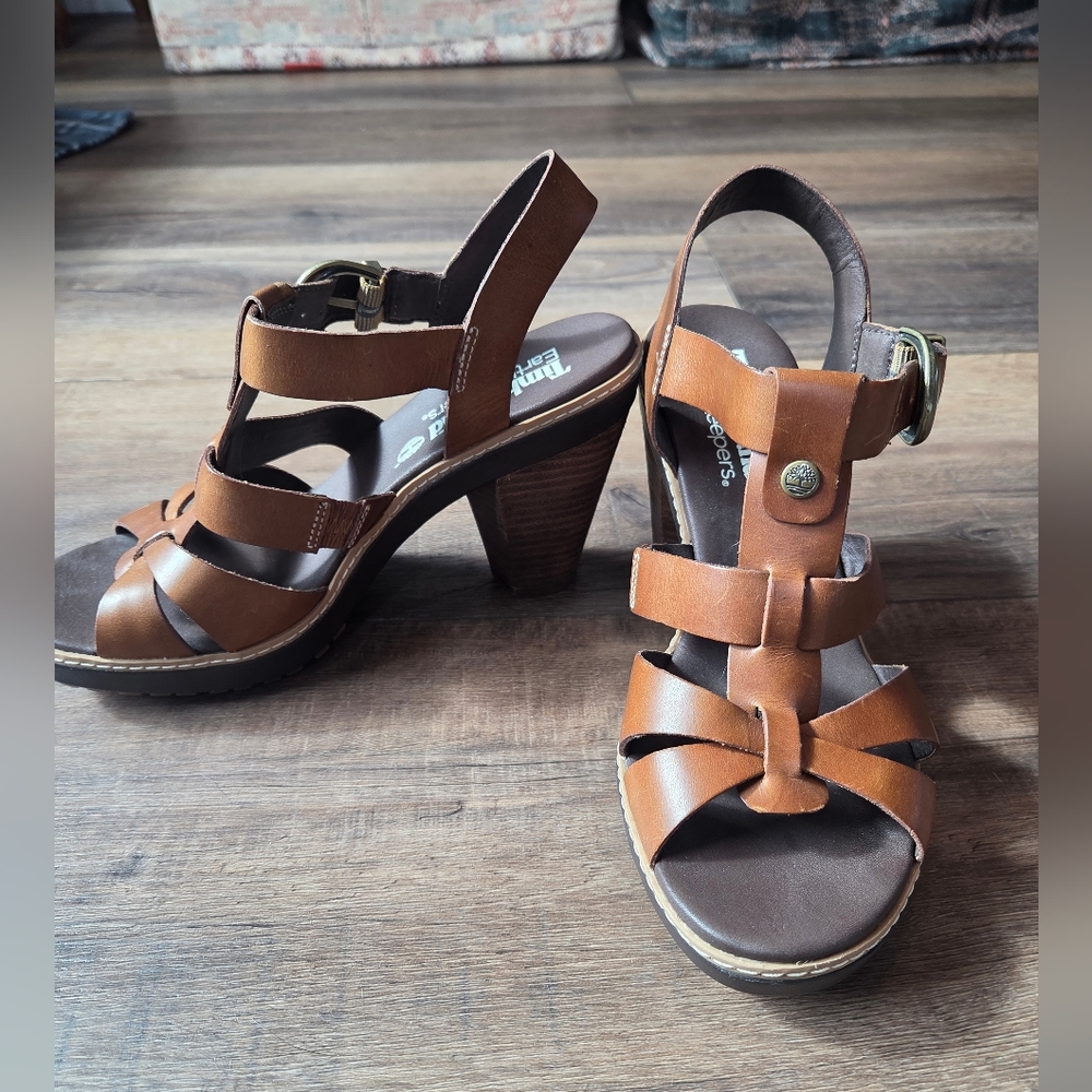 Timberland Tan Leather Earthkeepers Strappy Heels